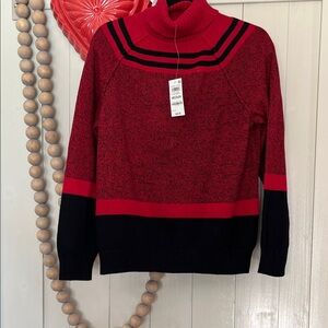 Karen Scott Red and Black Turtleneck Sweater
